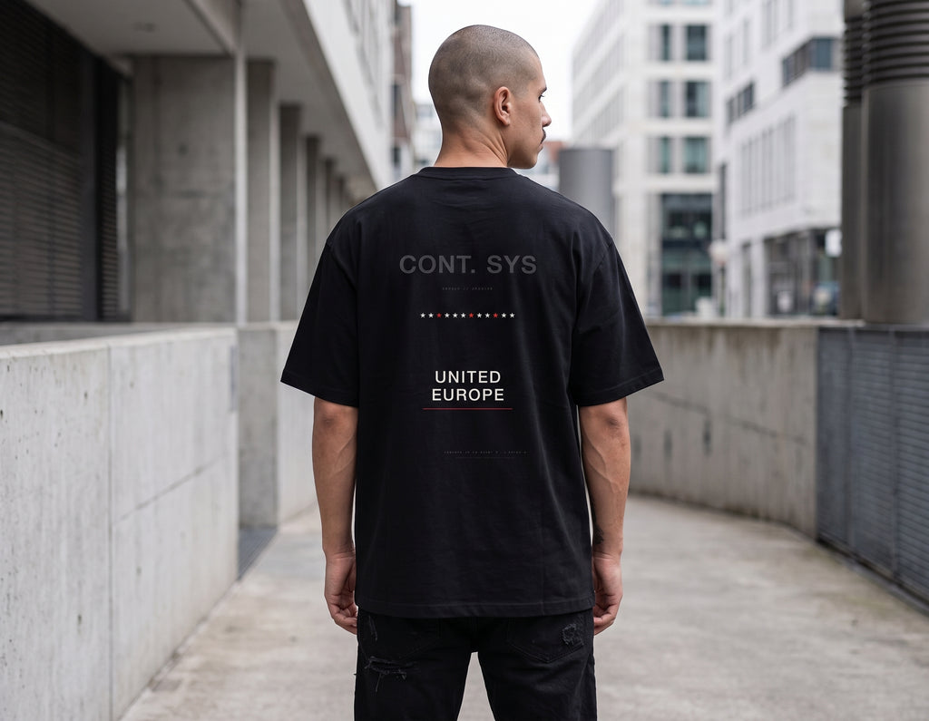 Europe Unite – Minimalist Archive Oversized Tee (Black)